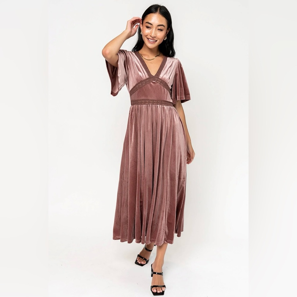 Velvet Midi Dress - Picture 1 of 4